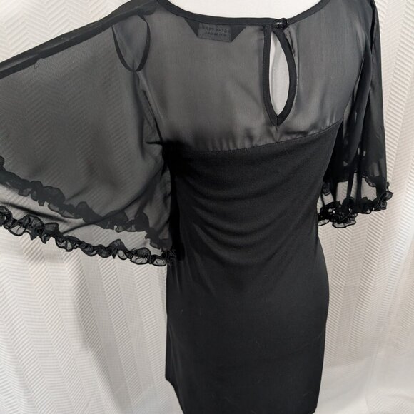 Dorothy Perkins Black Sheer Panel Mini Dress Ruffle Sleeve US 6 8 whimsigoth - Picture 5 of 16